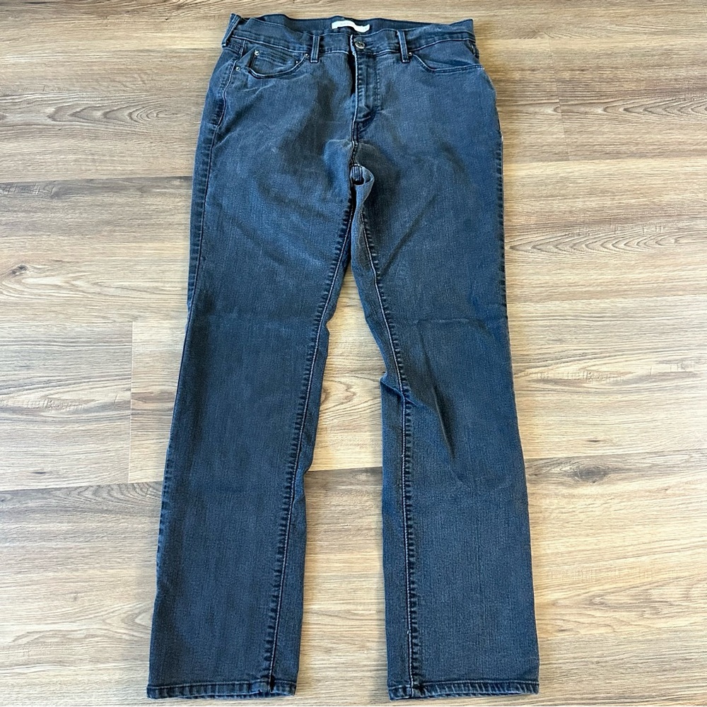 Levi's 505 Straight Women's 12 31x32 Denim Jeans Stretch Black‎ Wash 90s Grunge